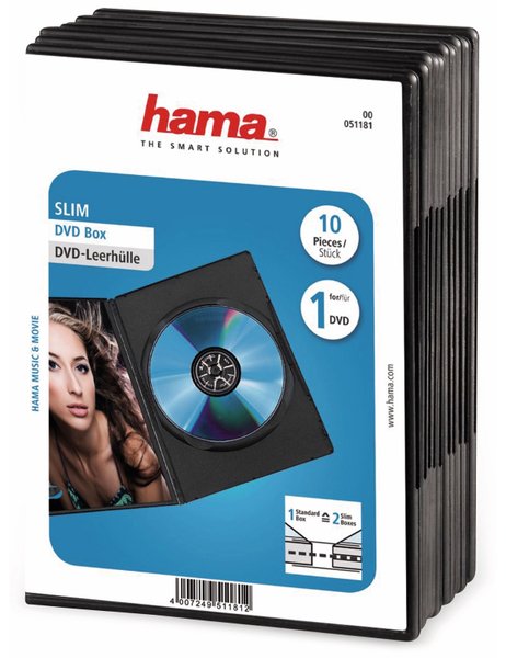 Hama DVD-Leerhüllen, Slim, 10 Sück, schwarz
