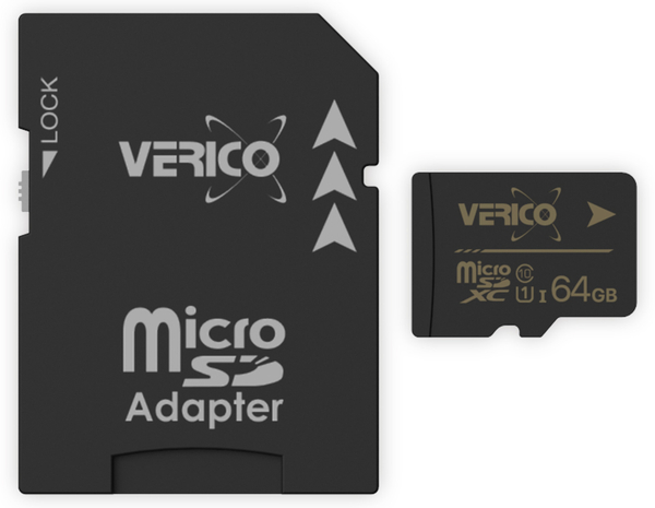 VERICO microSDXC Speicherkarte 64GB, Class 10, UHS-I, mit Adapter