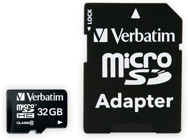 VERBATIM MicroSDHC Card Premium, 32 GB, Class 10, inkl. Adapter