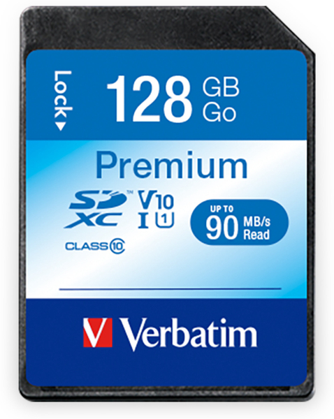 VERBATIM SDXC Card Premium, 128 GB, Class 10