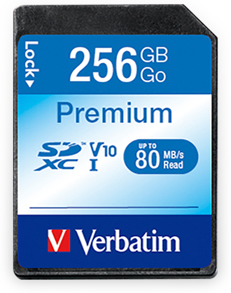 VERBATIM SDXC Card Premium, 256 GB, Class 10