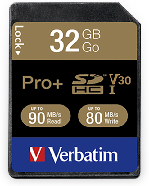 Verbatim SDHC Card Pro+, 32 GB, Class 10