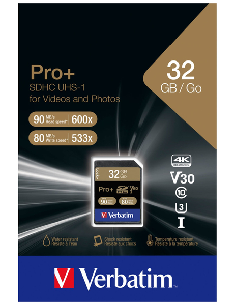 Verbatim SDHC Card Pro+, 32 GB, Class 10 - Produktbild 2