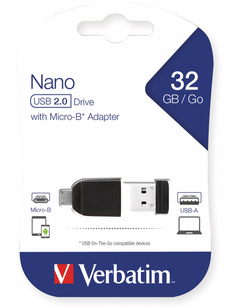 VERBATIM USB 2.0 OTG 32 GB, mit Micro-B Adapter - Produktbild 2
