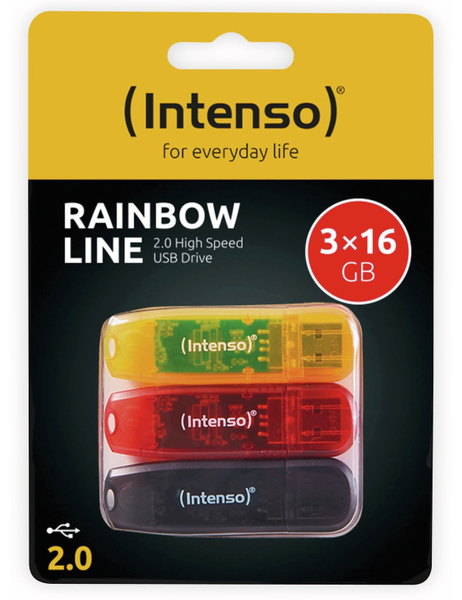 Intenso USB 2.0 Stick Rainbow Line, 16 GB, 3er Pack - Produktbild 3