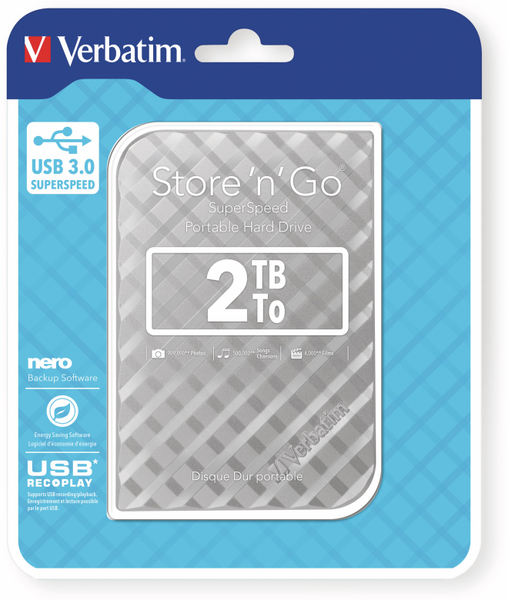 VERBATIM USB3.0 HDD Store´n´Go Gen2, 2 TB, silber - Produktbild 2