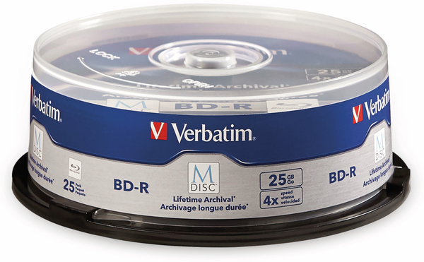 VERBATIM M-Disc BD-R, 25 GB, 25 Stück, Blau-weiß Oberfläche - Produktbild 2