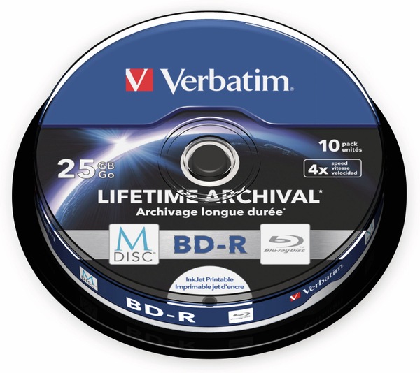VERBATIM M-Disc BD-R, 25 GB, 10 Stück, Bedruckbar - Produktbild 2