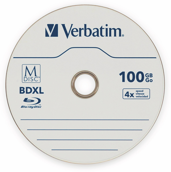 Verbatim M-Disc BD-R, 100 GB, 5 Stück, Blau-weiß Oberfläche