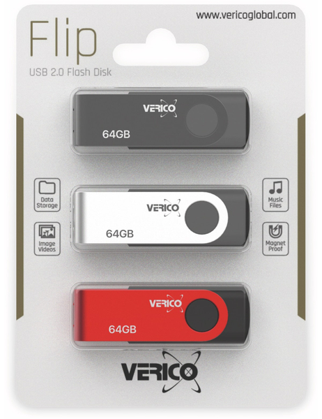 VERICO USB 2.0 Stick 3er Pack, 64 GB - Produktbild 2