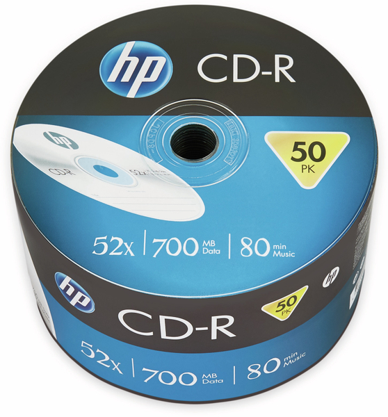 HP CD-R 80Min, 700MB, 52x, Bulk Pack, 50 CDs, Silver Surface