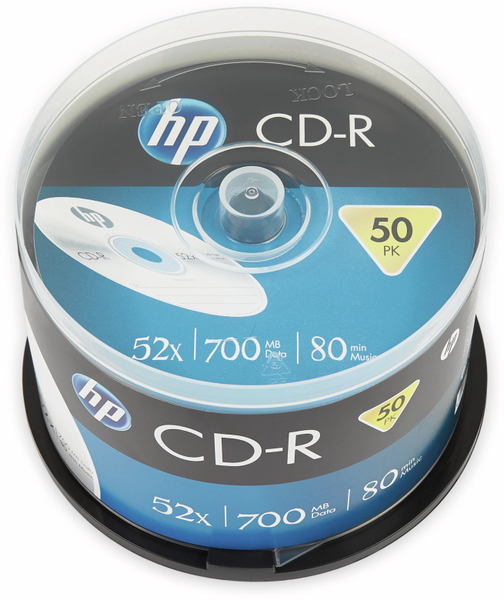 HP CD-R 80Min, 700MB, 52x, Cakebox, 50 CDs, Silver Surface