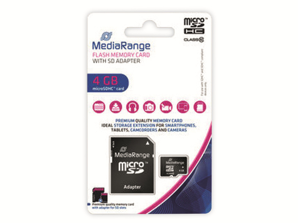MEDIARANGE MicroSD-Card Class 10, 4 GB