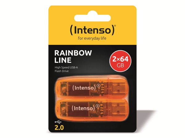 INTENSO USB-Stick Rainbow Line, 64 GB, 2er Pack