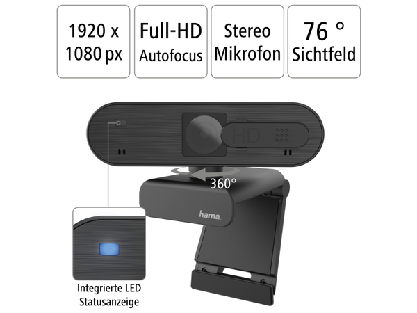 HAMA Webcam C-600 Pro, 1080p - Produktbild 2