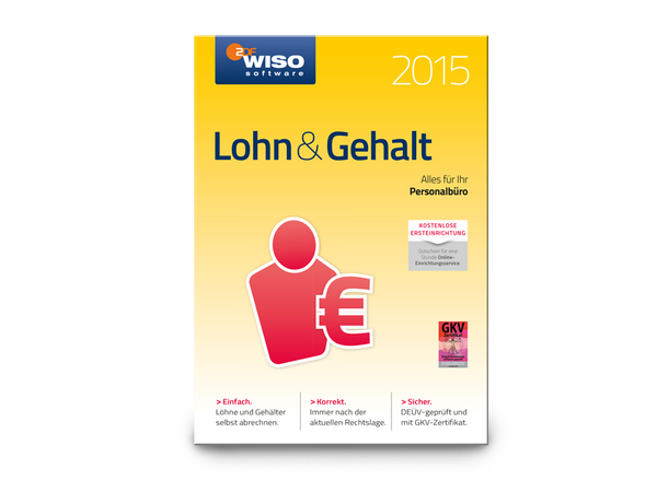 Software WISO Lohn &amp; Gehalt 2015 für Windows, 1 Lizenz, 365 Tage