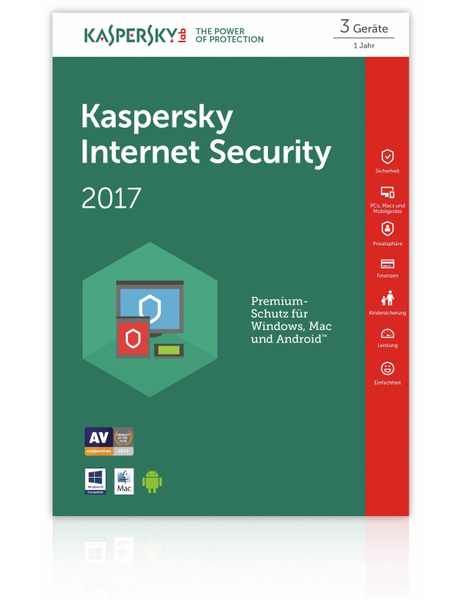KASPERSKY Internet Security 2017, 3 Lizenzen (Code in a Box) FFP