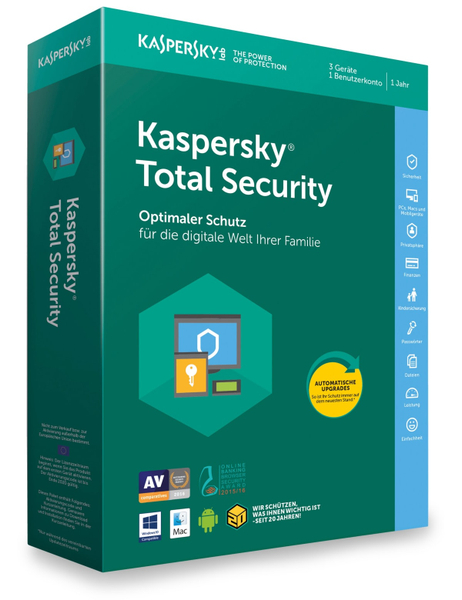 Kaspersky Total Security 2018, 3 Geräte, 1 Jahr