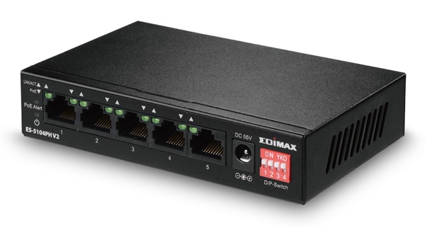 EDIMAX PoE Netzwerk-Switch ES-5104PH V2, Fast Ethernet, 5-port, 70 Watt - Produktbild 2