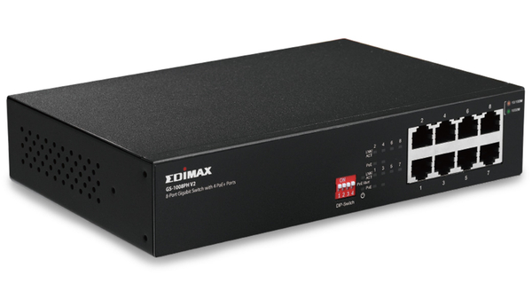 Edimax PoE Netzwerk-Switch GS-1008PL V2, Gigabit, 8-Port, 70 Watt