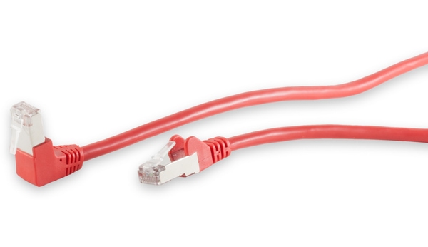CAT.6 Patchkabel, S/FTP, 90°-gerade, 5,0 m, rot