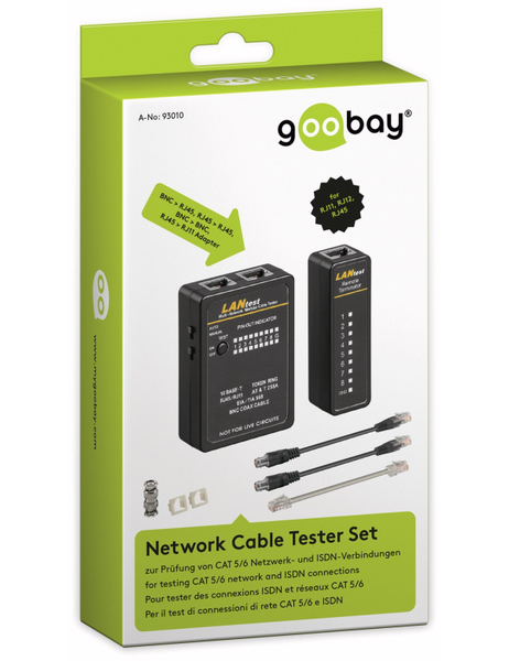 GOOBAY Netzwerk-Kabeltesterset 93010, CAT.5/6, ISDN, BNC - Produktbild 3