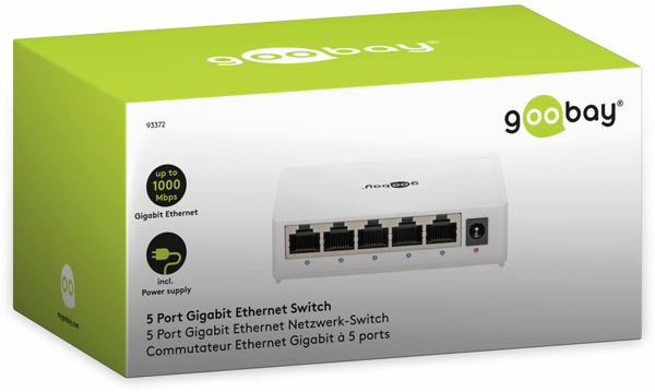 goobay Gigabit Netzwerk-Switch 93372, 5-Port, weiß - Produktbild 5