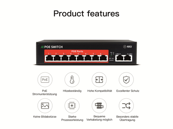 Jovision PoE Netzwerk-Switch CloudSEE PS108, 8-port - Produktbild 8