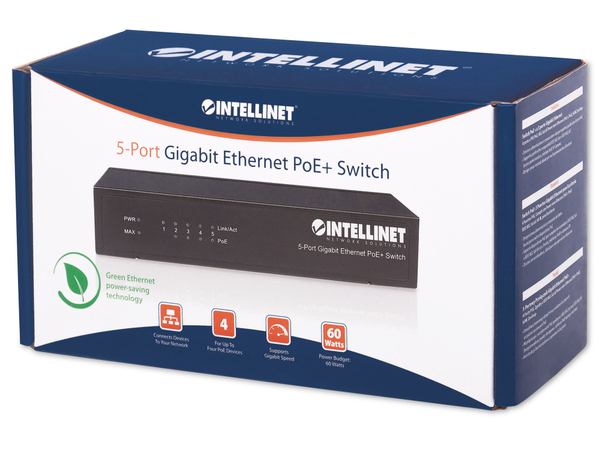 INTELLINET PoE+ Switch 561228 5-Port Gigabit - Produktbild 6