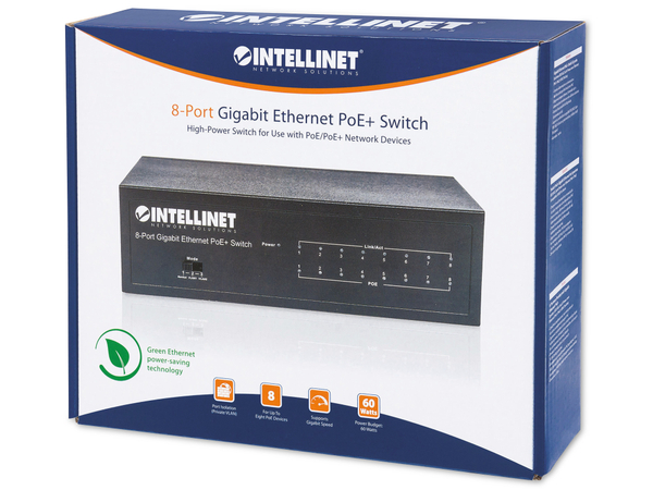INTELLINET Ethernet Switch 561204 8-Port Gigabit, PoE+ - Produktbild 8