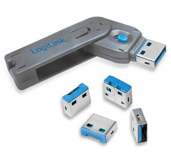 LogiLink USB Port Schloss, 1x Schlüssel, 4 Schlösser, AU0043