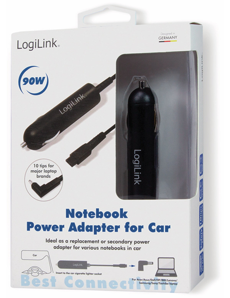 LogiLink Laptop-Universalnetzteil PA0172, KFZ, 90 W, 10 Adapter - Produktbild 3