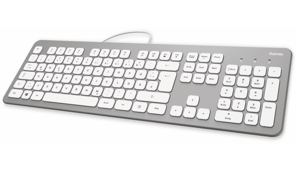 HAMA USB-Tastatur KC-700, Slim-Design, Scissor-Tasten, silber/weiß