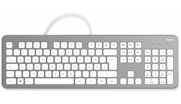 HAMA USB-Tastatur KC-700, Slim-Design, Scissor-Tasten, silber/weiß - Produktbild 2