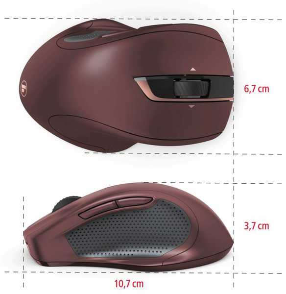 Hama 7-Tasten-Laserfunkmaus MW-800, Auto-dpi, bordeaux - Produktbild 4