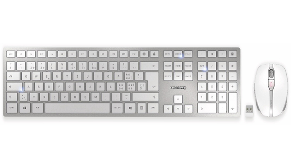 CHERRY Tastatur- und Mausset DW 9100 SLIM, silber/weiß