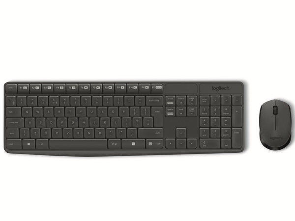 LOGITECH Tastatur- und Maus-Set MK235, Wireless, anthrazit