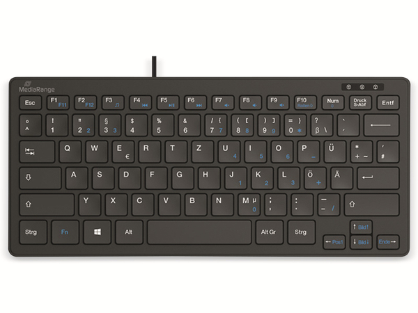 MEDIARANGE Kompakt-Tastatur MROS112, Flache Tasten, QWERTZ, schwarz