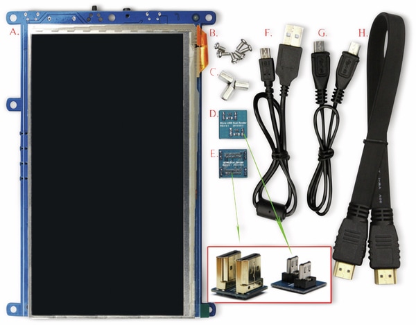 ODROID 17,8 cm (7&quot;) Multitouch TFT-Display mit HDMI und Audio VU7A PLUS - Produktbild 2