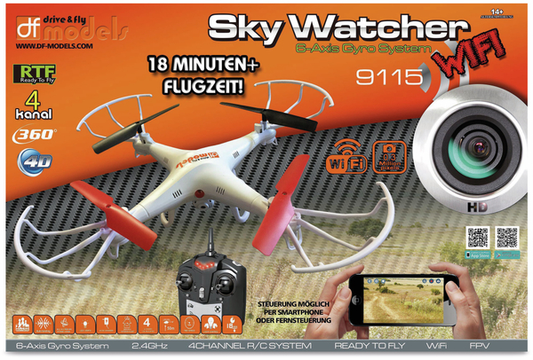 Modell-Quadrocopter SkyWatcher WiFi, RTF, 2,4 GHz, B-Ware - Produktbild 2