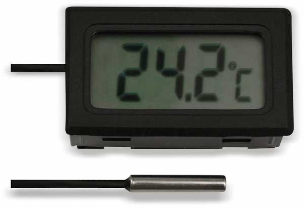 Einbau-Digitalthermometer mit 2 m Fühlerleitung, -50...+70 °C