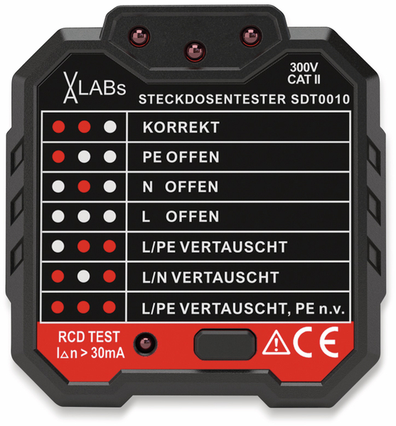 VA LABS SDT0010: Steckdosentester mit RCD-Prüfung