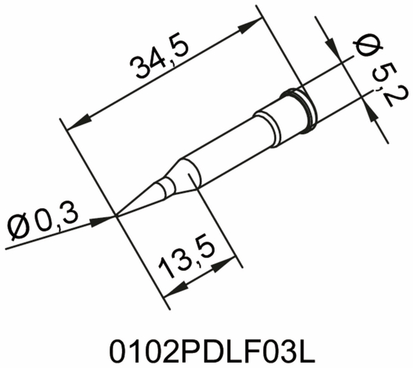 ERSA Lötspitze, 0102PDLF03L/SB, bleistiftspitz, verlängert, 0,3 mm - Produktbild 2