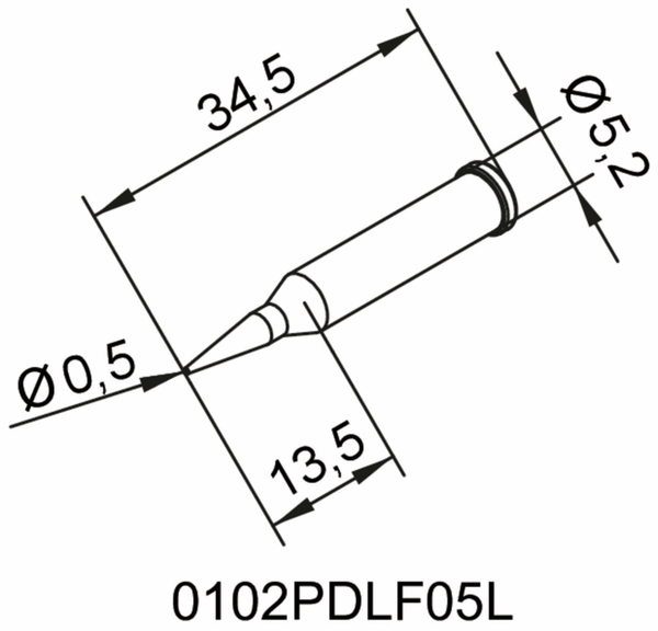 ERSA Lötspitze, 0102PDLF05L/SB, bleistiftspitz, verlängert, 0,5 mm - Produktbild 2