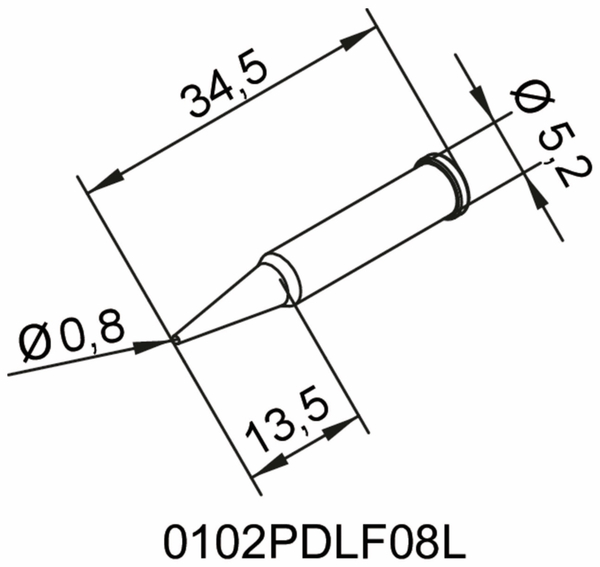 ERSA Lötspitze, 0102PDLF08L/SB, bleistiftspitz, verlängert, 0,8 mm - Produktbild 2