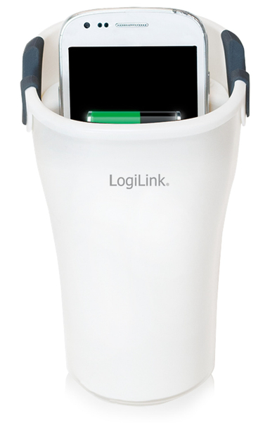 LOGILINK KFZ-Autobecherhalterung 2x USB, Micro-USB, weiß - Produktbild 2