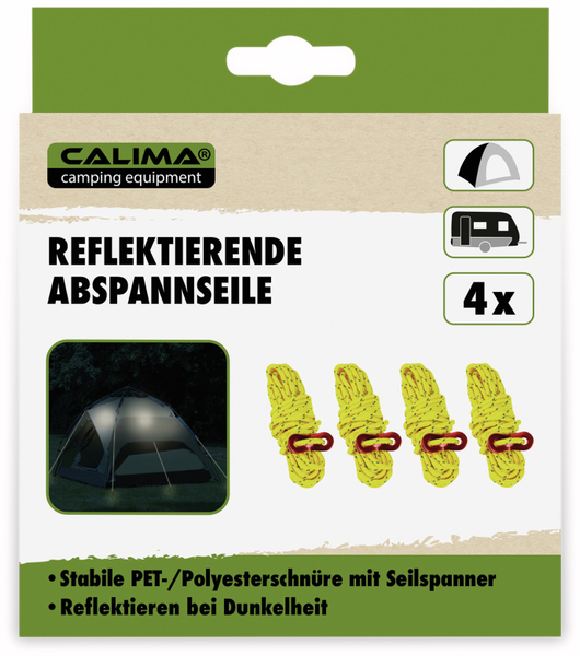CALIMA CAMPING EQUIPMENT Abspannseile, 4 m, 4 Stück, reflektierend - Produktbild 6