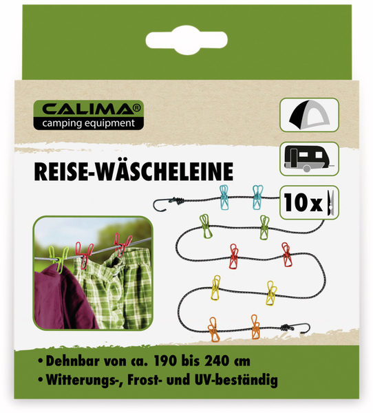 CALIMA CAMPING EQUIPMENT Reise Wäscheleine mit 10 Klammern - Produktbild 4