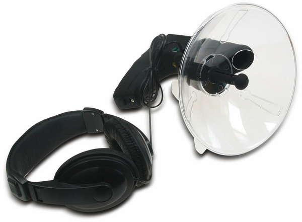 CHILITEC Parabol-Richtmikrofon PRM-1, mit Kopfhörer und Aufnahmefunktion