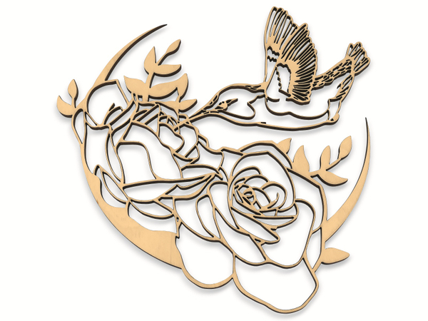 HOLZBIBER® Kolibri m. Rosenblüten 30cm Durchmesser, zum Aufhängen Fensterschmuck Wandschmuck Amulett - Produktbild 2